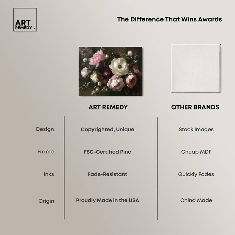 Peony Palette Nocturne Canvas by Art Remedy, Gallery Wrapped