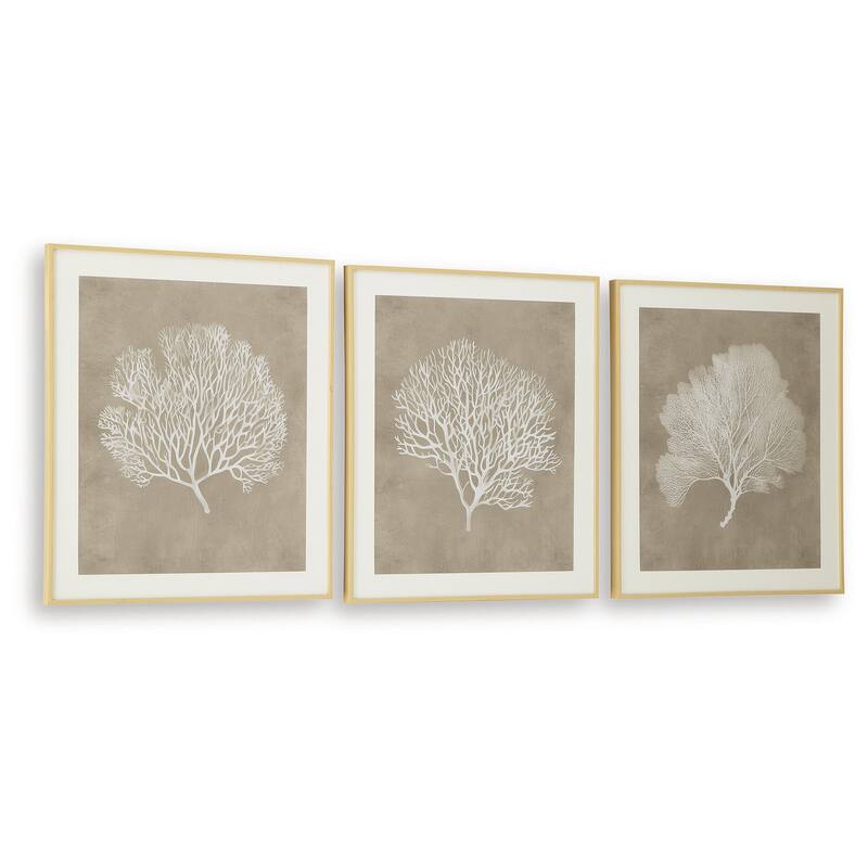 Signature Design by Ashley Hendridge Beige/White Wall Art (Set of 3)