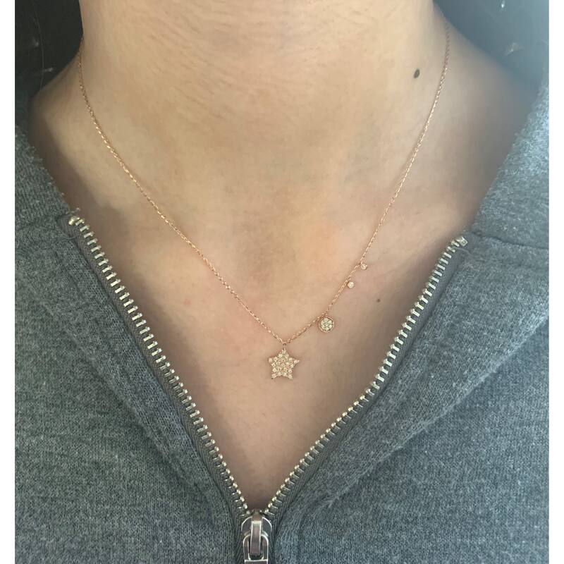 Joelle Collection Diamond Star Necklace 14K Gold 1/5 ct TDW Adjustable to 16-18-inch Chain