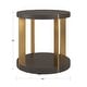 preview thumbnail 7 of 5, Vennesla Gold Finish Metal Dark Brown Faux Shagreen Round End Table by iNSPIRE Q Bold