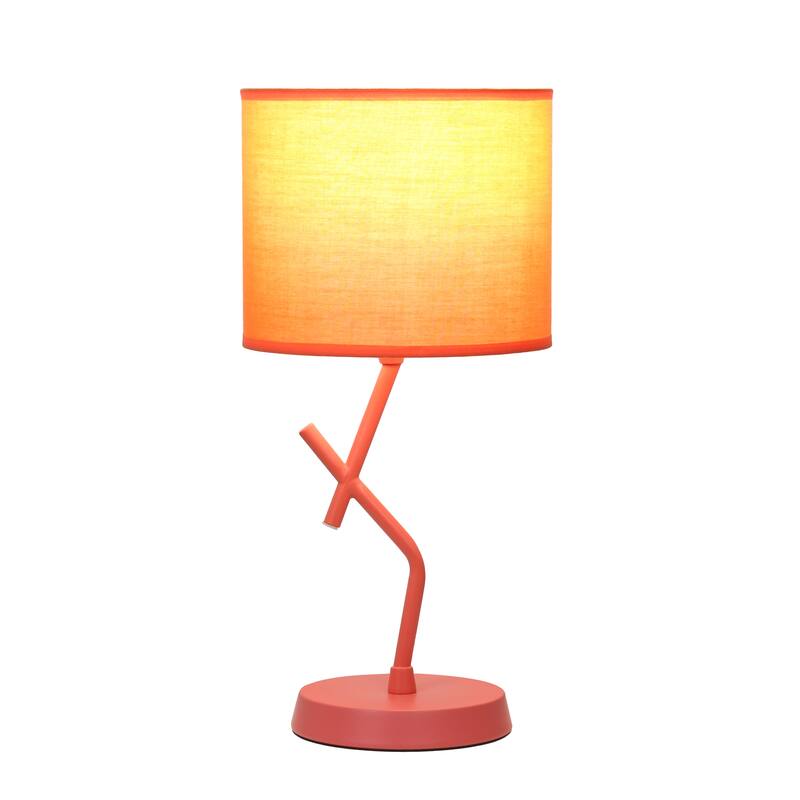 Modern Geometric Metal Table Lamp with Fabric Drum Shade for Bedroom Living Room Office Decor - 8.07” x 8.07” x 17.13”