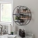 preview thumbnail 2 of 14, Montfort Round Modern Metal and Wood 4-tier Hanging Wall Shelf