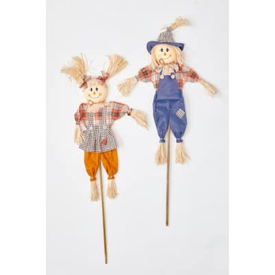 39" Harvest Scarecrow On Stick, Set of 2