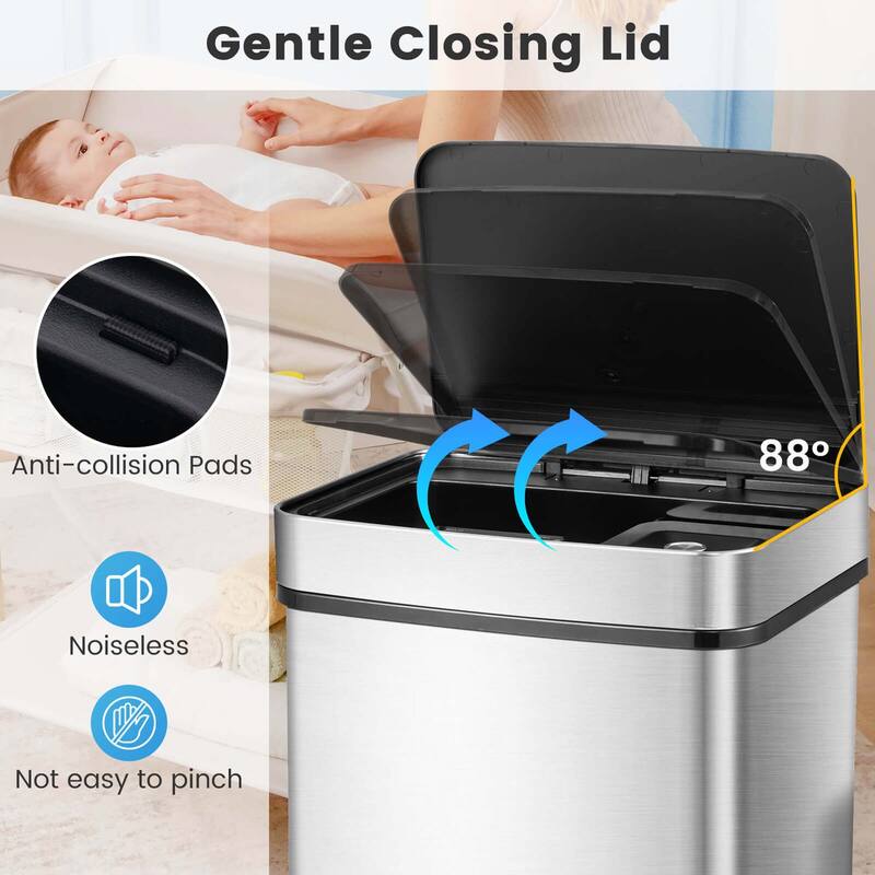 Costway 19 Gal Kitchen Trash Can with Soft Closing Lid & Stay-open