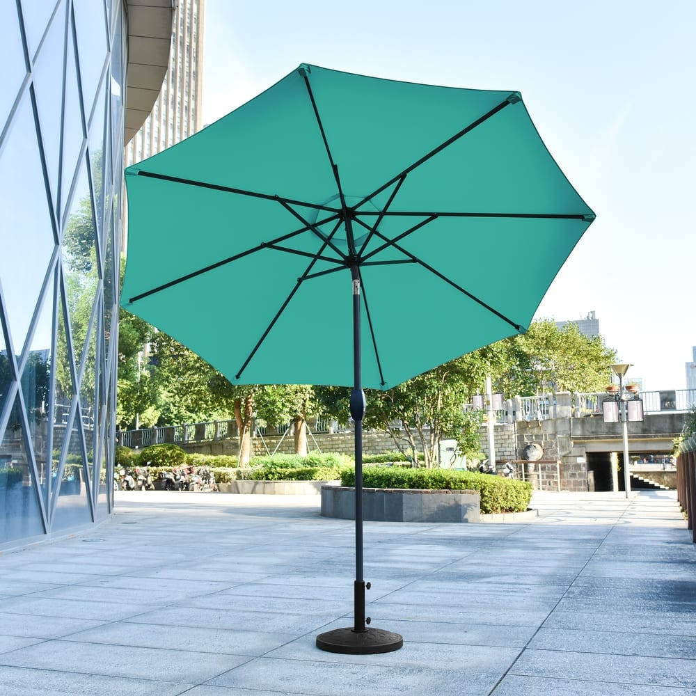 9 Ft Aluminum Patio Umbrella with Decorative Base