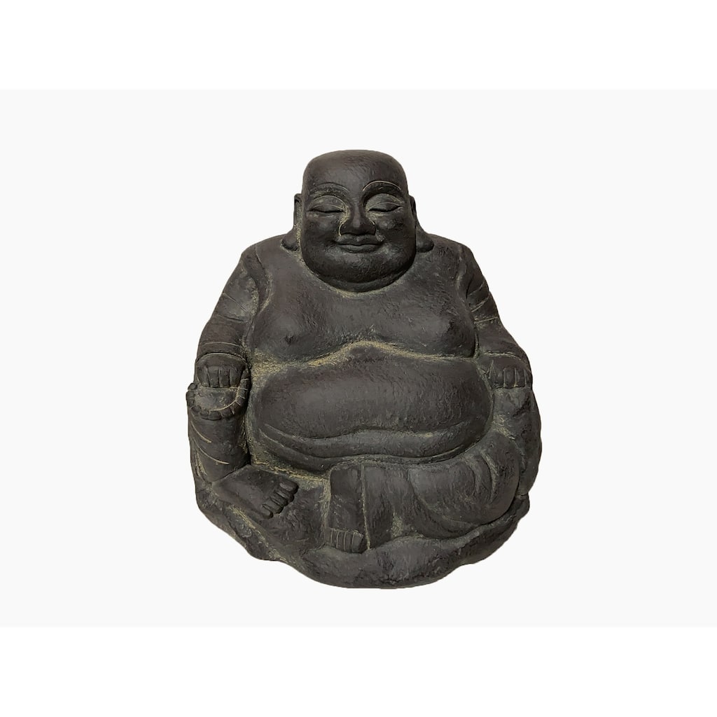 16.5" religious smiling sitting buddha outdoor statue garden
