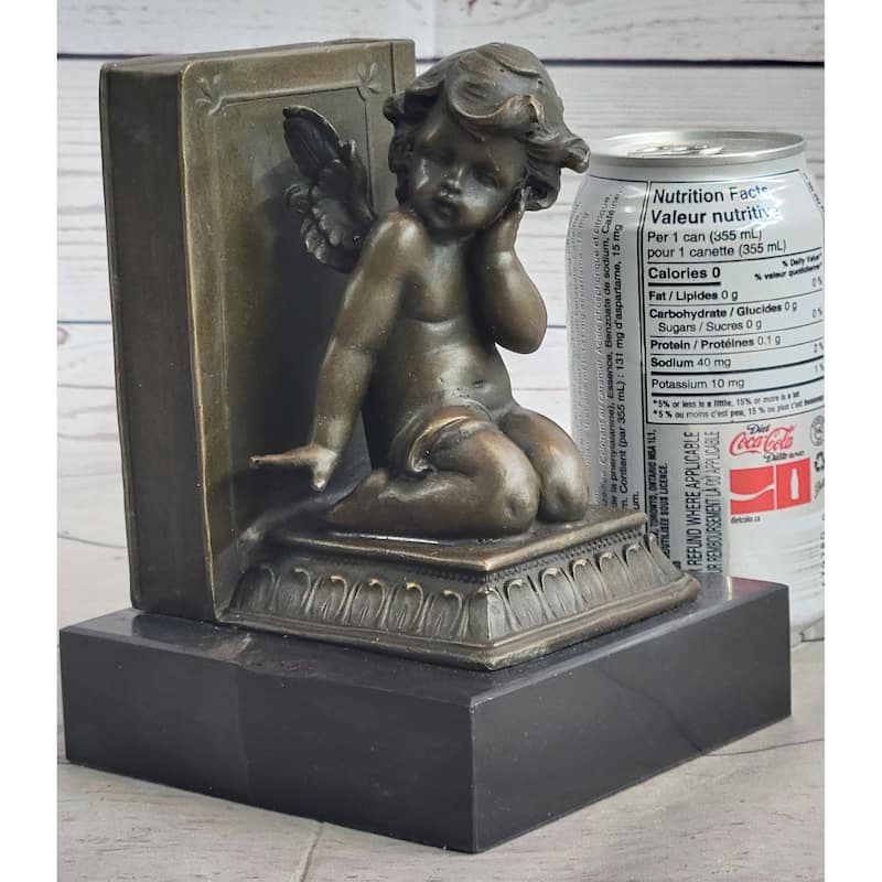 Bronze Cherubim Pair Of Bookends Book End Sculpture Statue Decor 6 Inches X 9 Inches