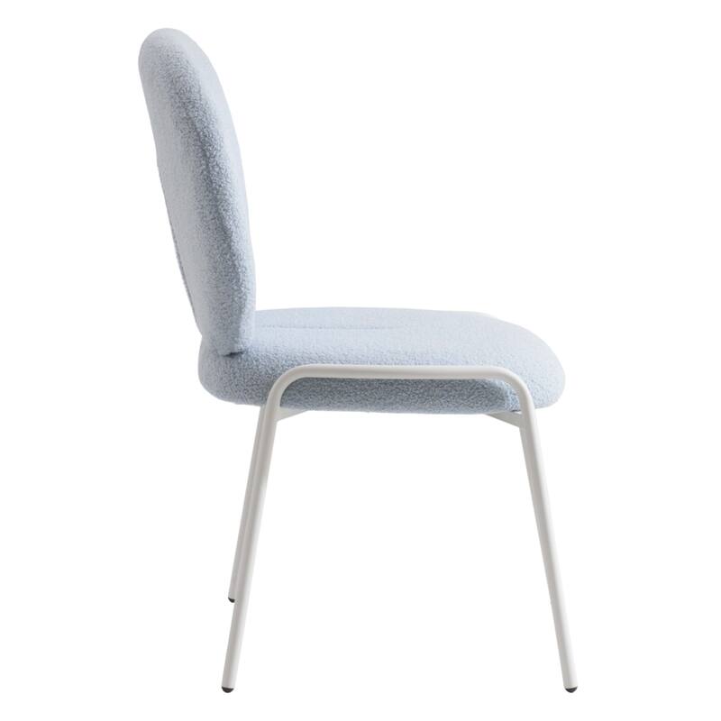 Celestial Boucle Dining Side Chair in White Iron Frame