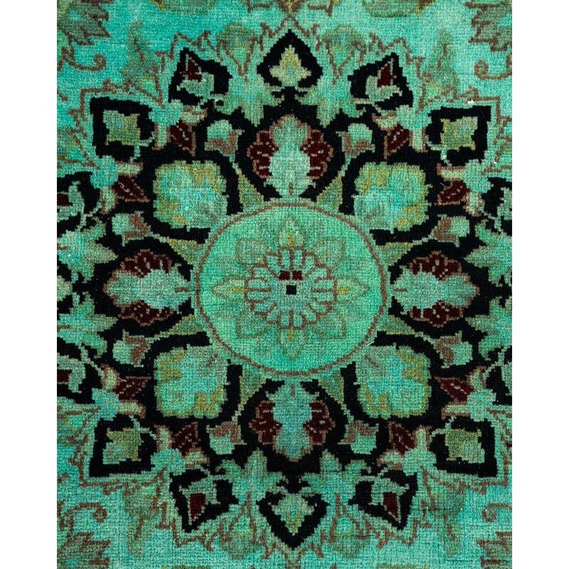 Overton Hand Knotted Wool Vintage Inspired Modern Contemporary Overdyed Blue Area Rug - 3' 2" x 5' 3"