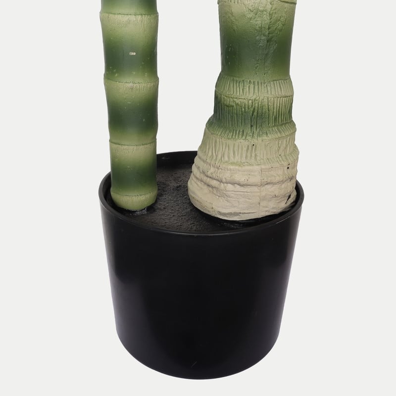 Lush Black Pot Golden Cane Palm - Lifelike Tropical Faux Plant for Indoor & Outdoor Spaces