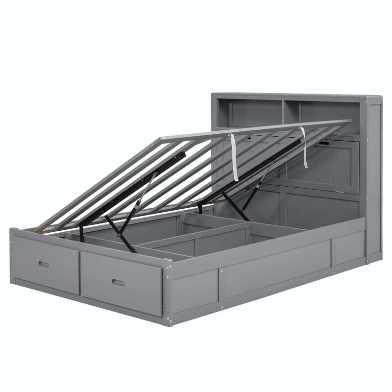 Wood Queen Size Hydraulic Platform Bed