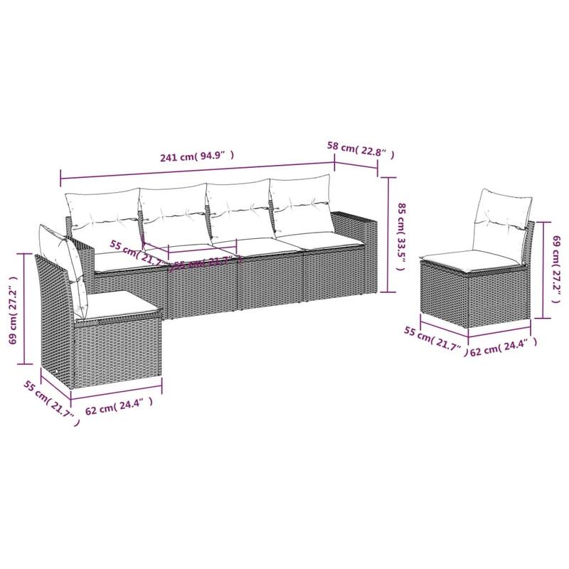 vidaXL Garden Sofa Set Black, Cream white - 24.4 x 25.8 x 27.2