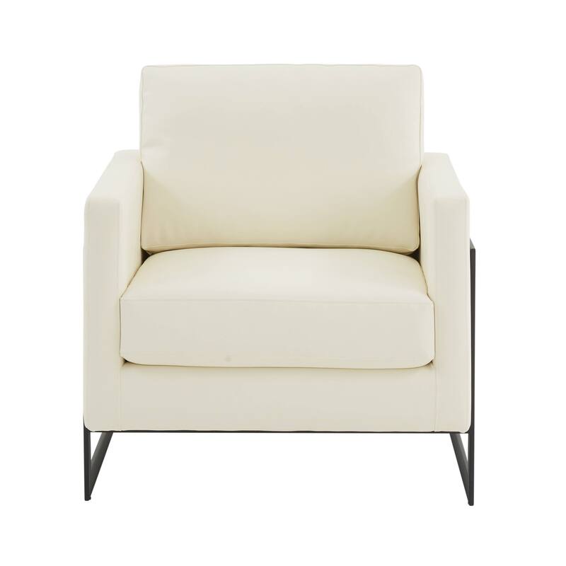 Lincoln Upholstered Velvet Single-Seater Sofa Fabric Accent Chair in Stainless Steel with Removable Cushions - 35"