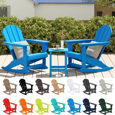 Laguna 3-Piece Poly Adirondack Rocking Chairs and Side Table Set