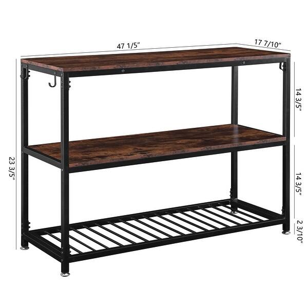 Farmhouse Kitchen Island with Open Storage Shelves and Hooks - Bed Bath ...