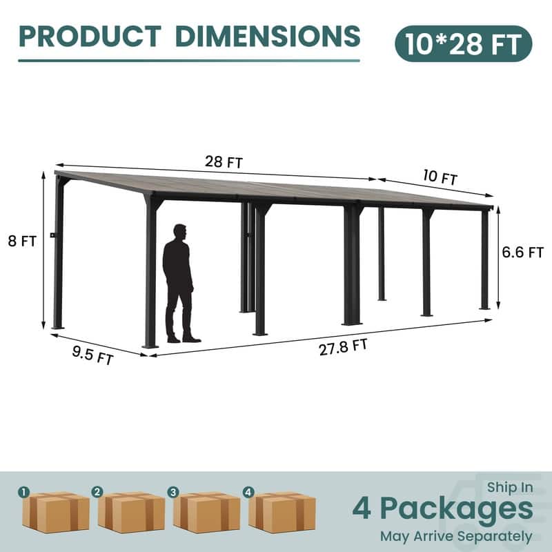 Hardtop Outdoor Gazebo Pergola Aluminum Framed with Sloping Pitched Roof for Garden, Patio, Backyard