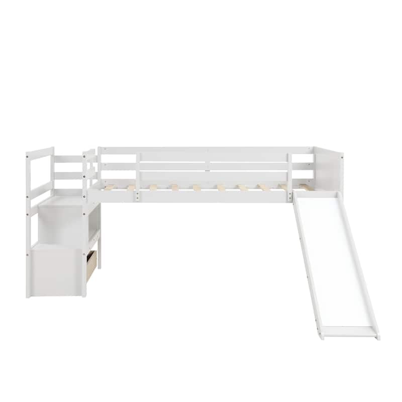 Low Loft Bed with Stairs And Slide
