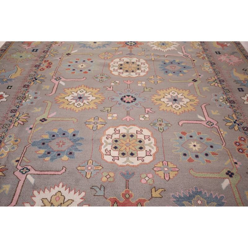 Transitional Oushak Oriental Area Rug Hand-Knotted Wool Carpet - 9'2"x 11'10"
