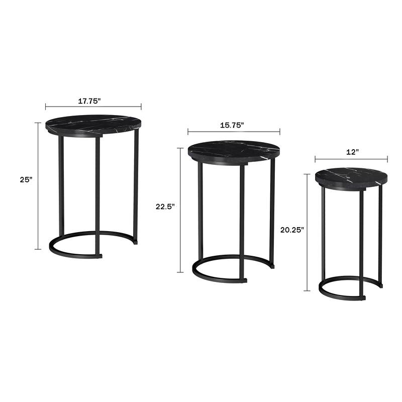 Lavish Home Round Living Room End Tables Nesting Tables, Set of 3