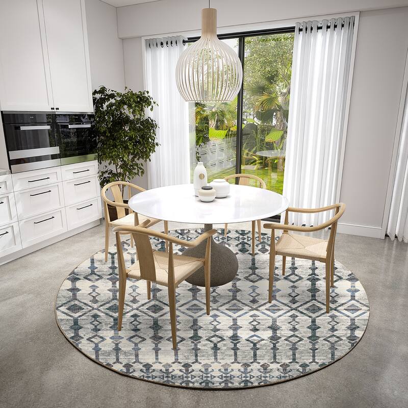 Indoor/ Outdoor Addison Bravado Morroccan Washable Area Rug - 8' x 8' - Ash