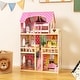 preview thumbnail 2 of 4, 3-Story Pretend Play Doll House for Little Girls Pink