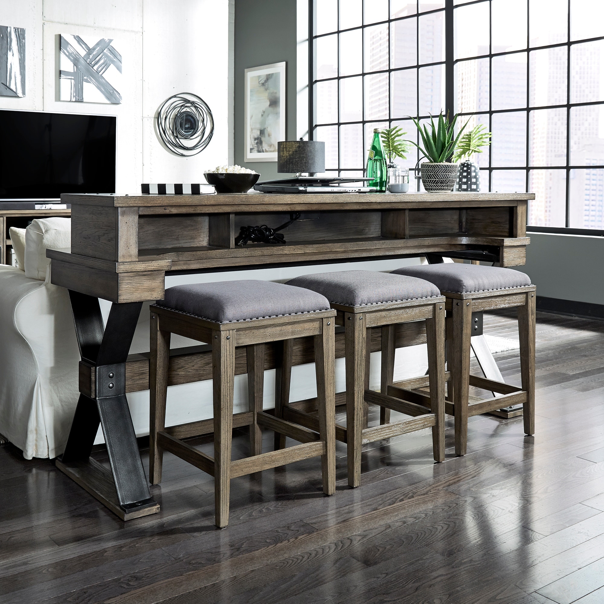 Weathered grey shop pub table