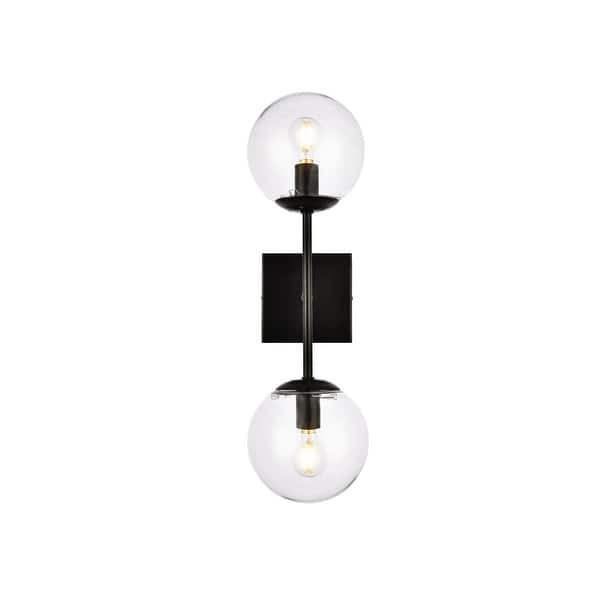 slide 2 of 10, Elegant Lighting LD2357 Neri 2 Light 6" Wide Vanity Light Black / Clear