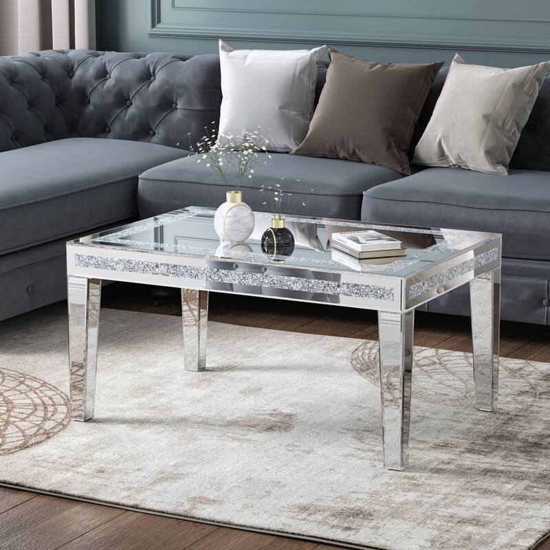 Modern Mirrored Glass Coffee Table