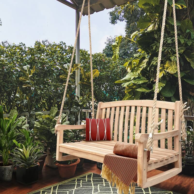 Seven Seas Teak San Jose Teak Wood Double Outdoor Porch Swing, 4 foot