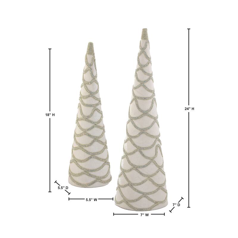 18-24" Velvet With Jewel Cone Tree Set of 2