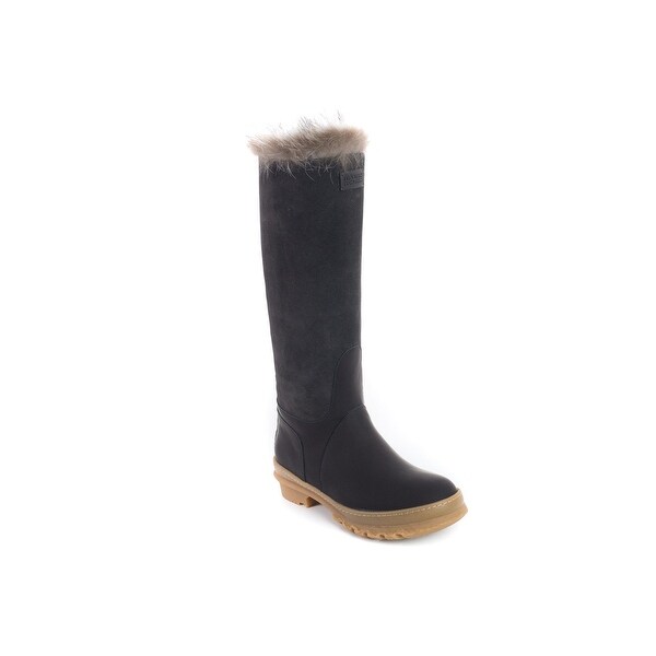 Brunello Cucinelli Womens Olive Brown Suede Fur Knee Boots