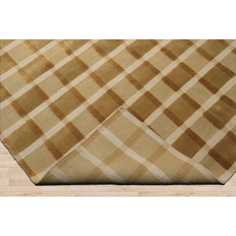 6'1''x9'2'' Hand Knotted Wool Moss Modern & Contemporary Cut Pile Rug - 6' 1'' x 9' 2''