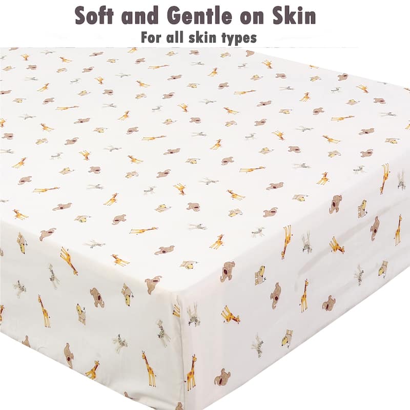 Unisex Multi-color Cotton Toddler/Baby Crib Child Fitted Sheet Set (Pack of 3) - N/A
