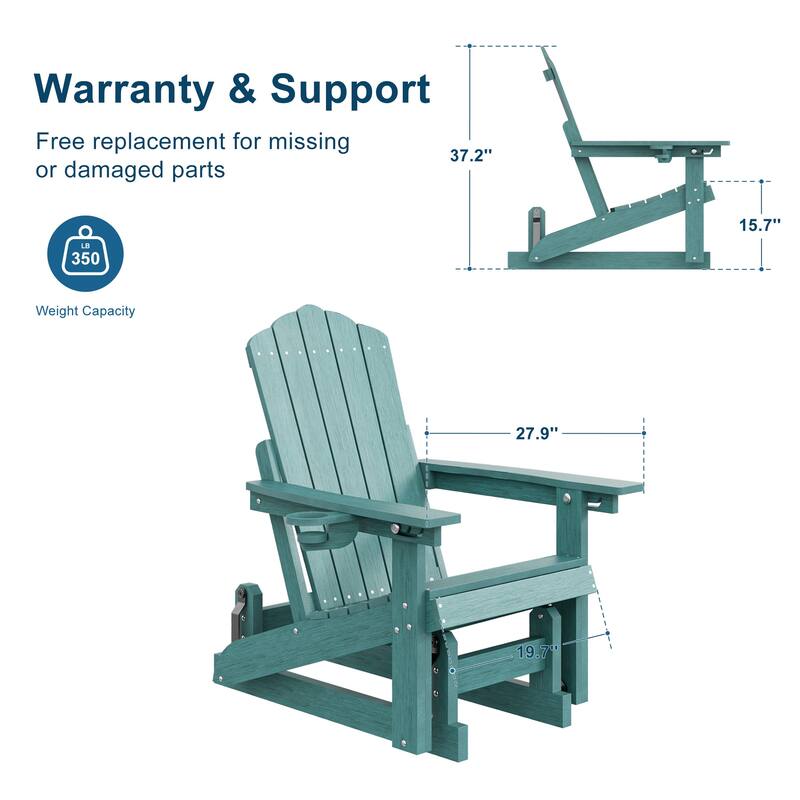 Glider Adirondack Patio Chair, 3-Position Adjust Smooth Motion Chair