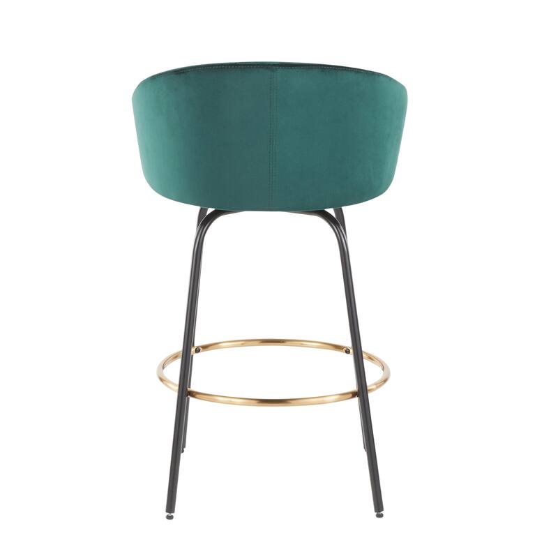 Silver Orchid Battista 26" Fixed-Height Counter Stool with Black Metal Legs & Gold Footrest (Set of 2)
