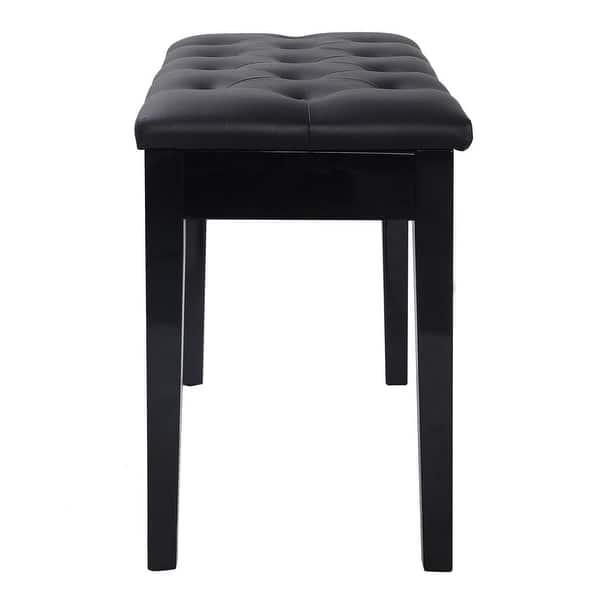Gymax Solid Wood Pu Leather Double Duet Piano Bench Padded Keyboard Storage Seat Black Overstock 20673619