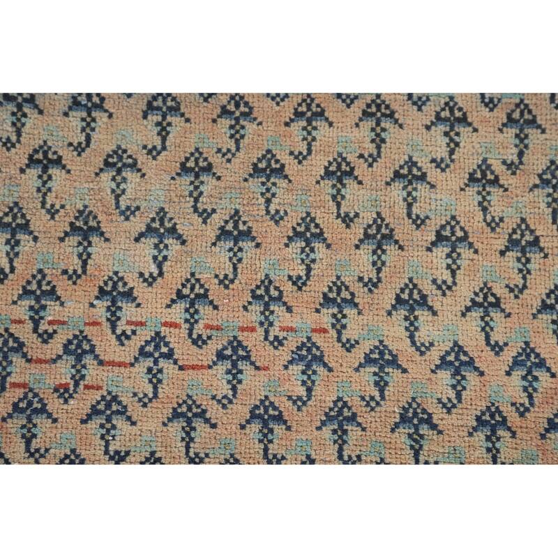 Geometric Botemir Persian Vintage Runner Rug Handmade Wool Carpet - 3'5" x 10'2"