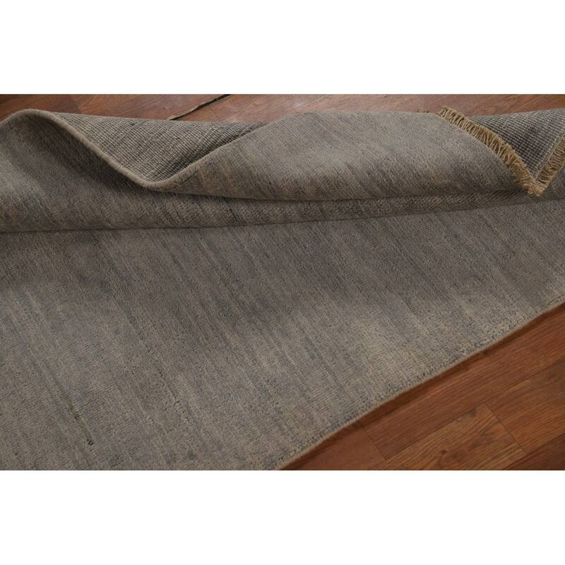 Striped Gray Gabbeh Modern Rug Handmade Wool Carpet - 3'3" x 4'6"