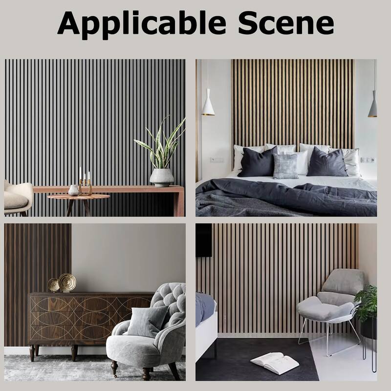 47" x 23" Modern Decor Polyester Grating Wood Acoustic Slat Panels Wall Paneling (Set of 4)