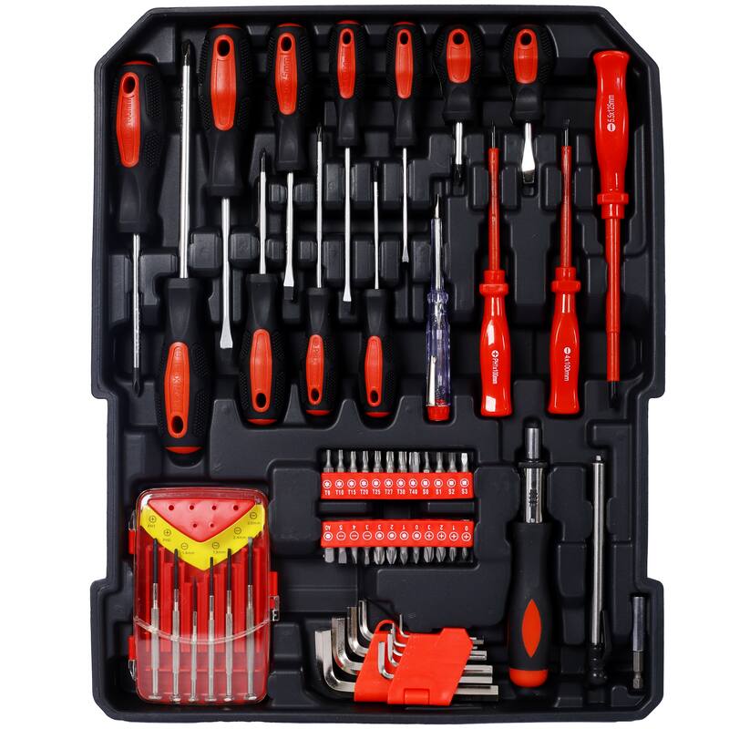 969pcs Home Repair Tool Set Kit for Men, Toolbox Storage Case with 4 Drawers, Household Tool Kit with Rolling Tool Box