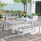 preview thumbnail 5 of 3, Laguna Indoor/Outdoor 8ft Slate Pool Table Dining Set with 2 Benches & Accessories, White Finish White/Beige