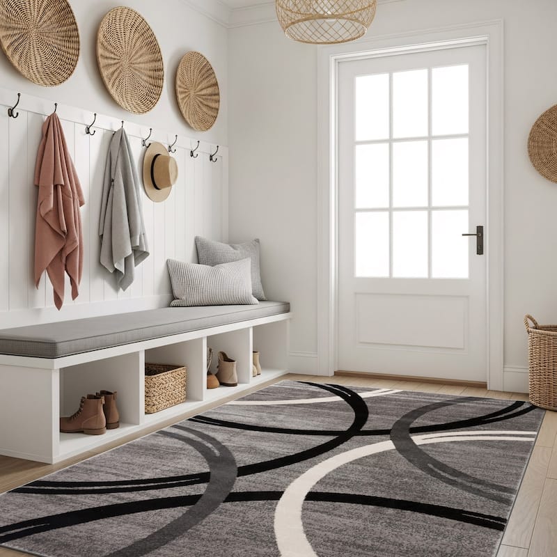 World Rug Gallery Contemporary Abstract Circles Design Area Rug