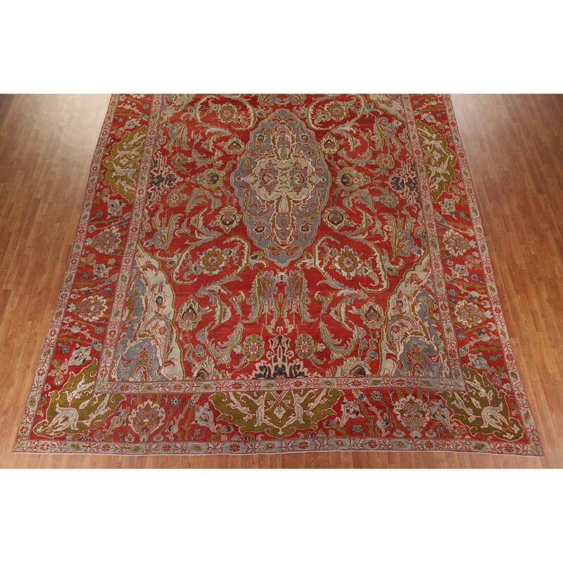 Hand Knotted Oriental 100% Wool Carpet Traditional Floral Red Sultanabad Area Rug - 16' 10'' X 12' 5''