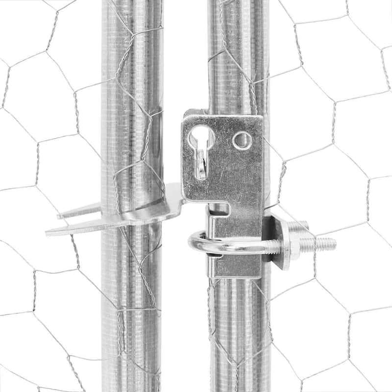 vidaXL Chicken Run Galvanized Steel Large Durable Walk-in Chicken Run - Silver - 315 x 98.4 x 88.6