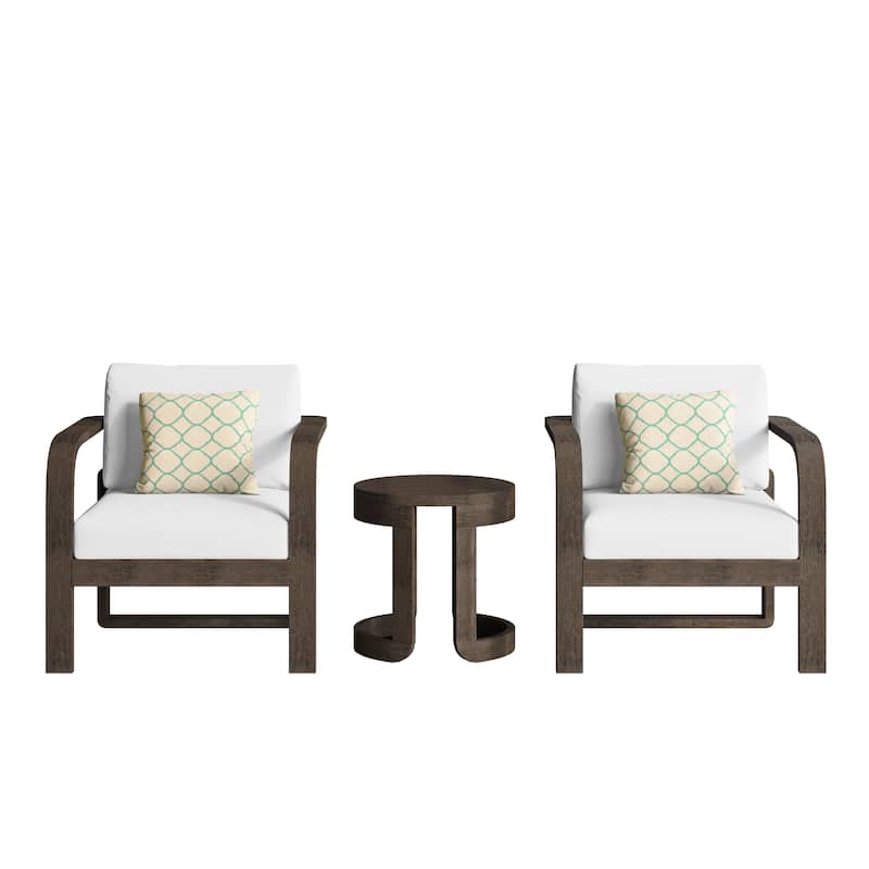 Corvus Annette 3-piece Outdoor Chat Set with Sunbrella Pillows - Grey / Brown