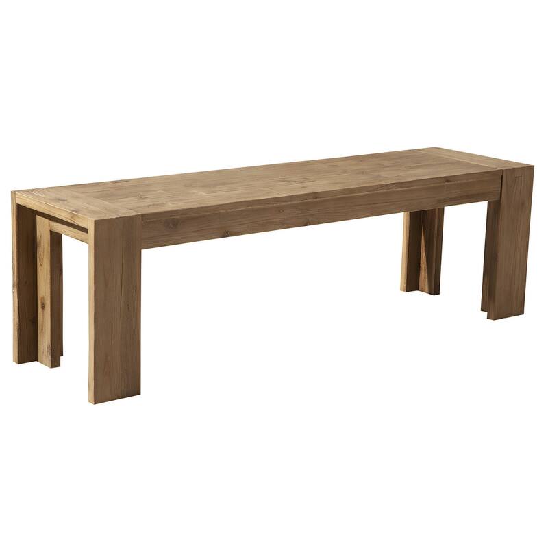 HomeRoots 58" Natural Distressed Solid Wood Dining Bench - 58
