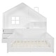 preview thumbnail 16 of 37, Wooden Floor Platform Bed with House Shape Storage Wingback Headboard, House Bed with USB, Window and Bedside Drawers