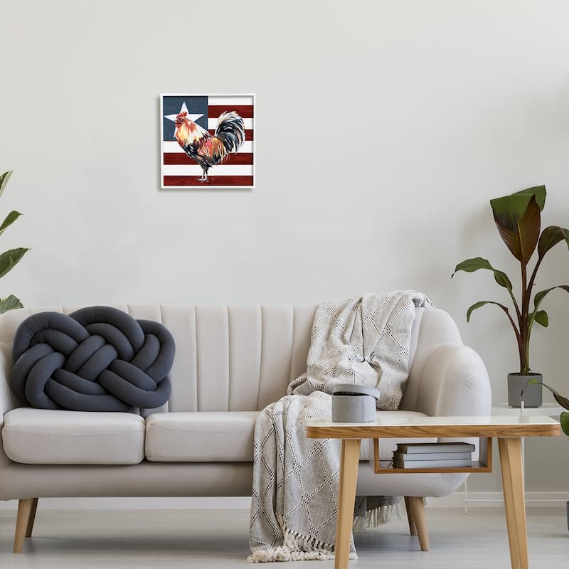 Stupell Americana Rooster Single Star United States Flag Framed Wall Art - Red