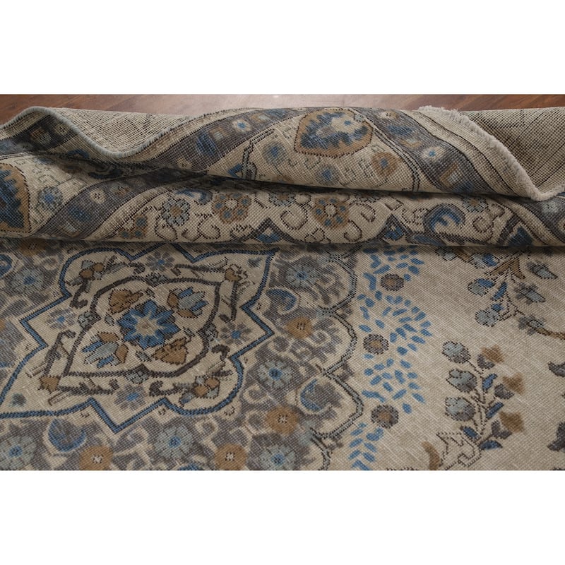 Traditional Tabriz Persian Vintage Rug Handmade Wool Carpet - 6'5" x 9'3"
