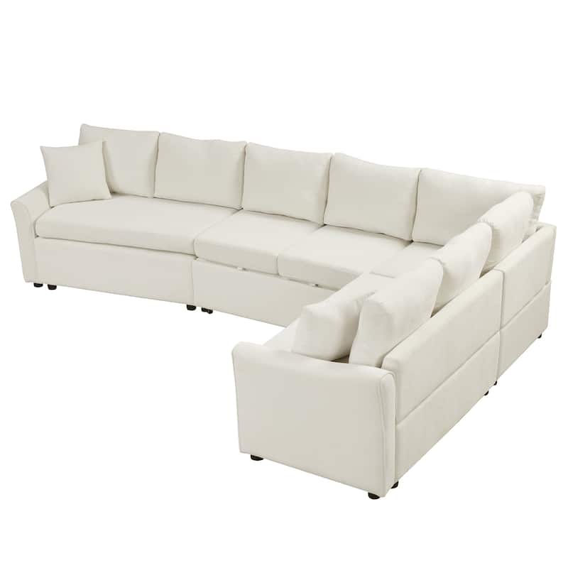 Roomfitters L-Shaped Convertible Pull-Out Sofa Bed with Two Back Pillows, USB Ports, and Power Sockets